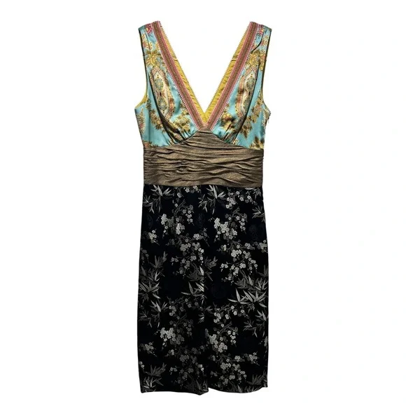 Phoebe Couture Oriental Silk Floral Jacquard Brocade Sheath Cocktail Dress 4 - Picture 2 of 12